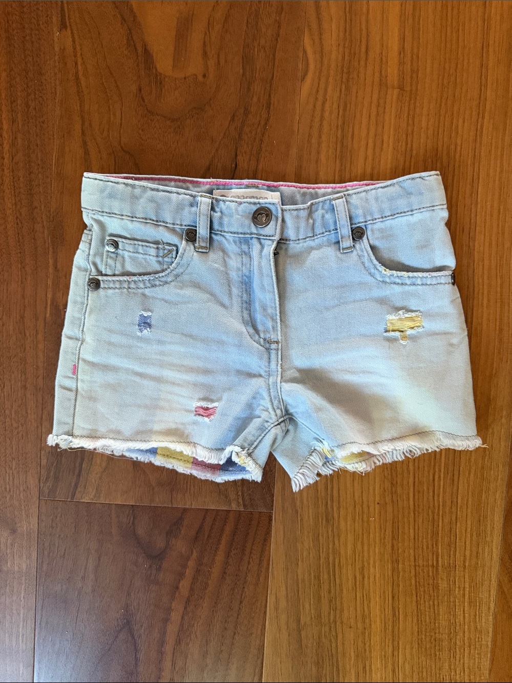 Appaman Light Blue Distressed Denim Shorts with Colorful Accents